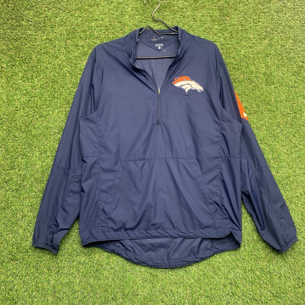 Nike Denver Broncos 1/4 Zip Pullover Shirt Mens Medium Long Sleeve Blue